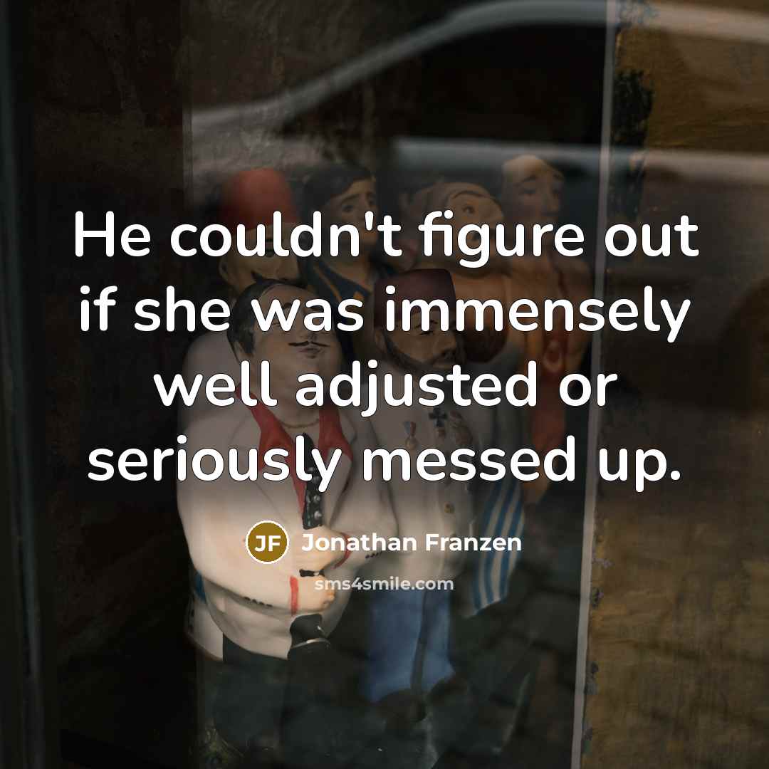 “He couldn't figure out if she was immensely well adjusted…” quote by Jonathan Franzen