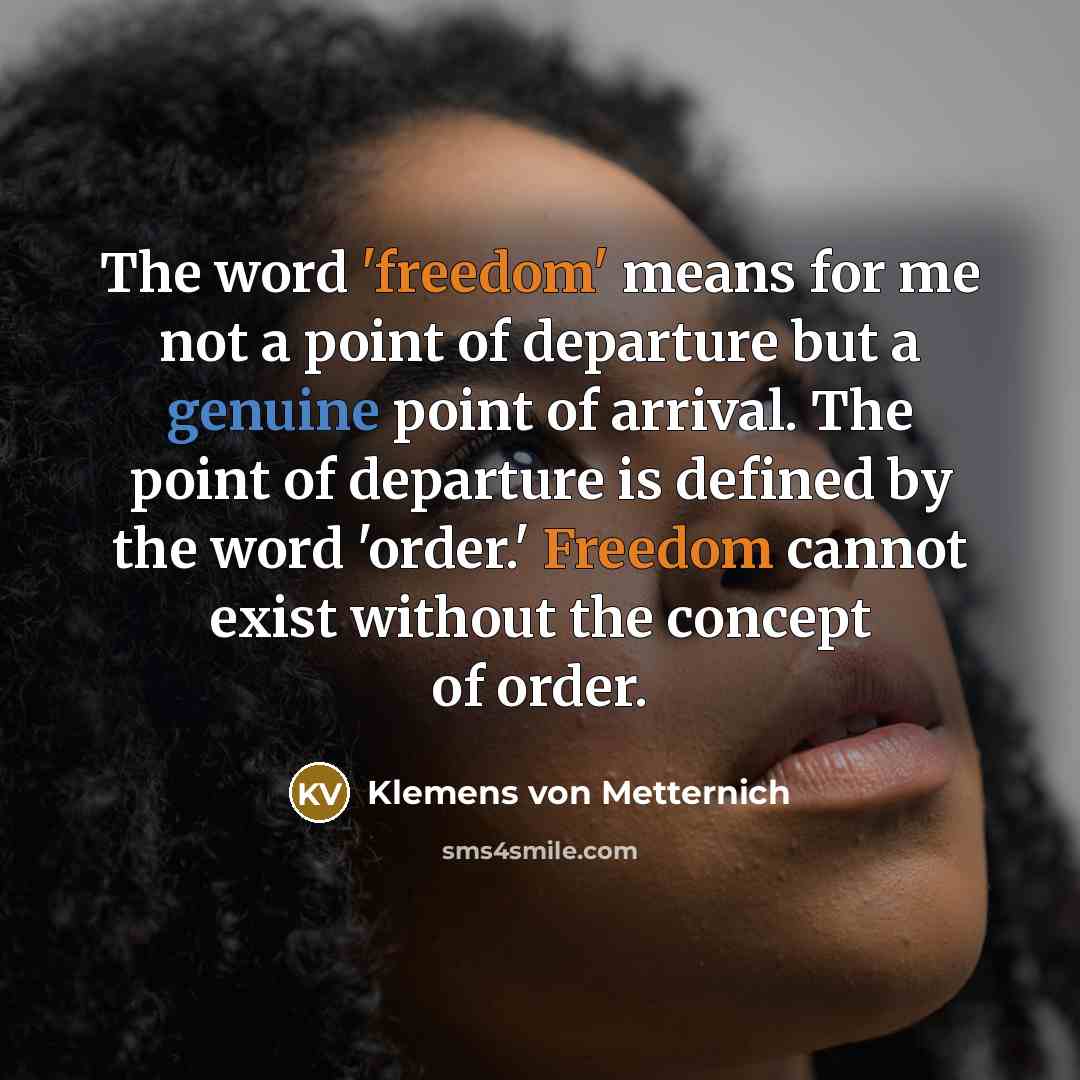 “The word 'freedom' means for me not a point of…” quote by Klemens von Metternich