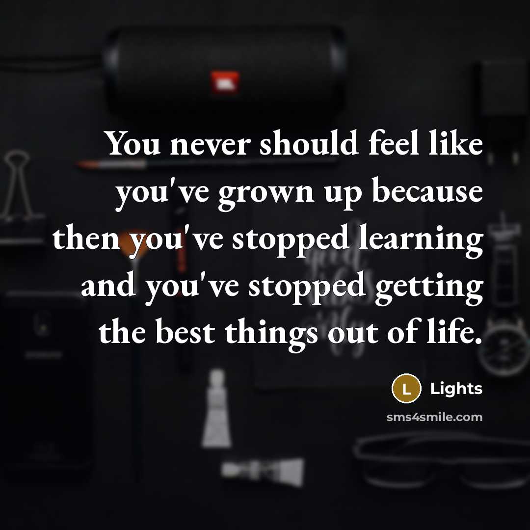 “You never should feel like you've grown up because then…” quote by Lights
