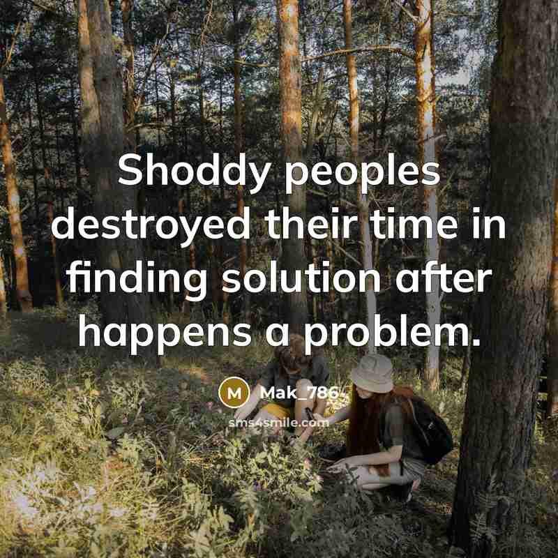 “Shoddy peoples destroyed their time in finding solution after happens…” quote by Mak_786