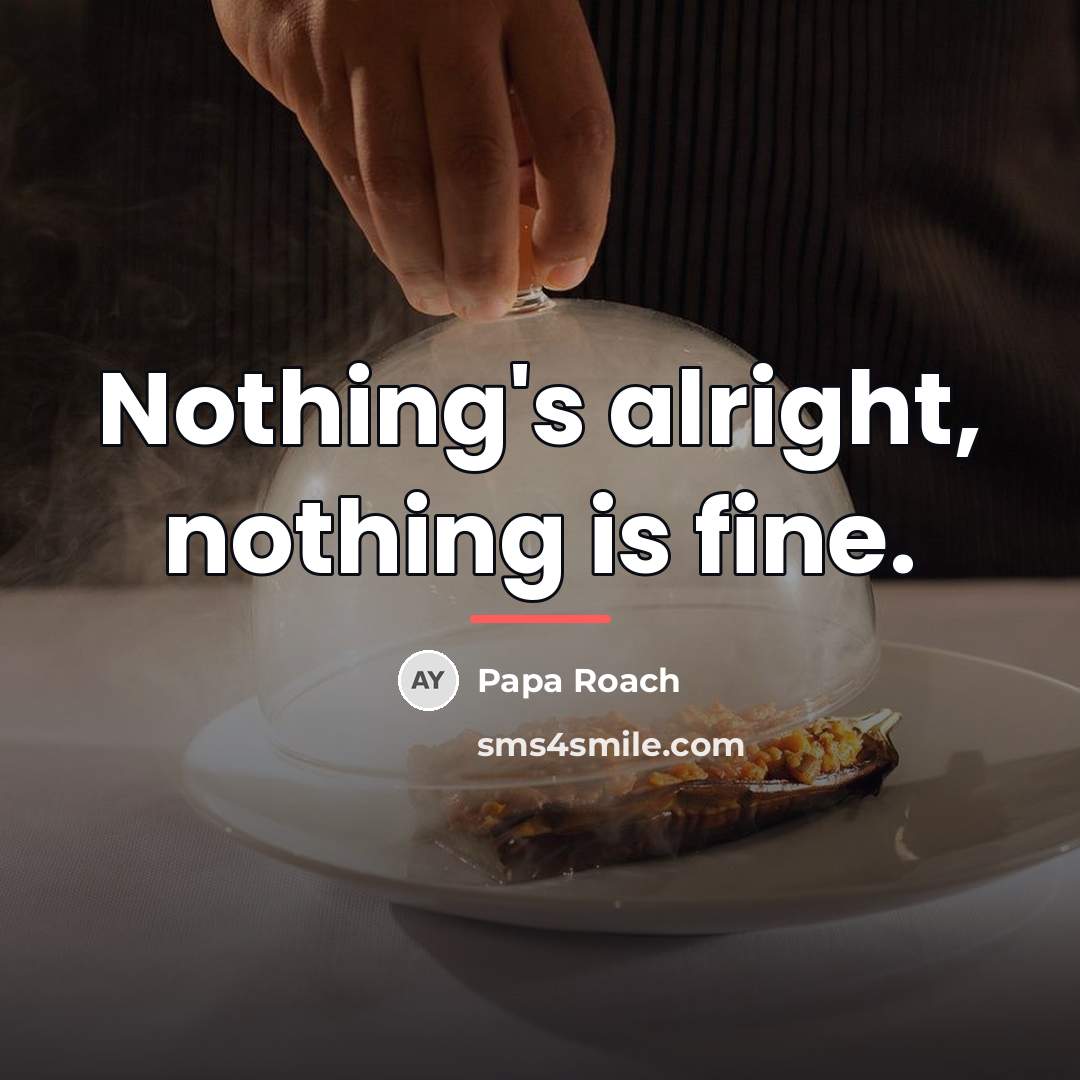“Nothing's alright, nothing is fine.…” quote by Papa Roach
