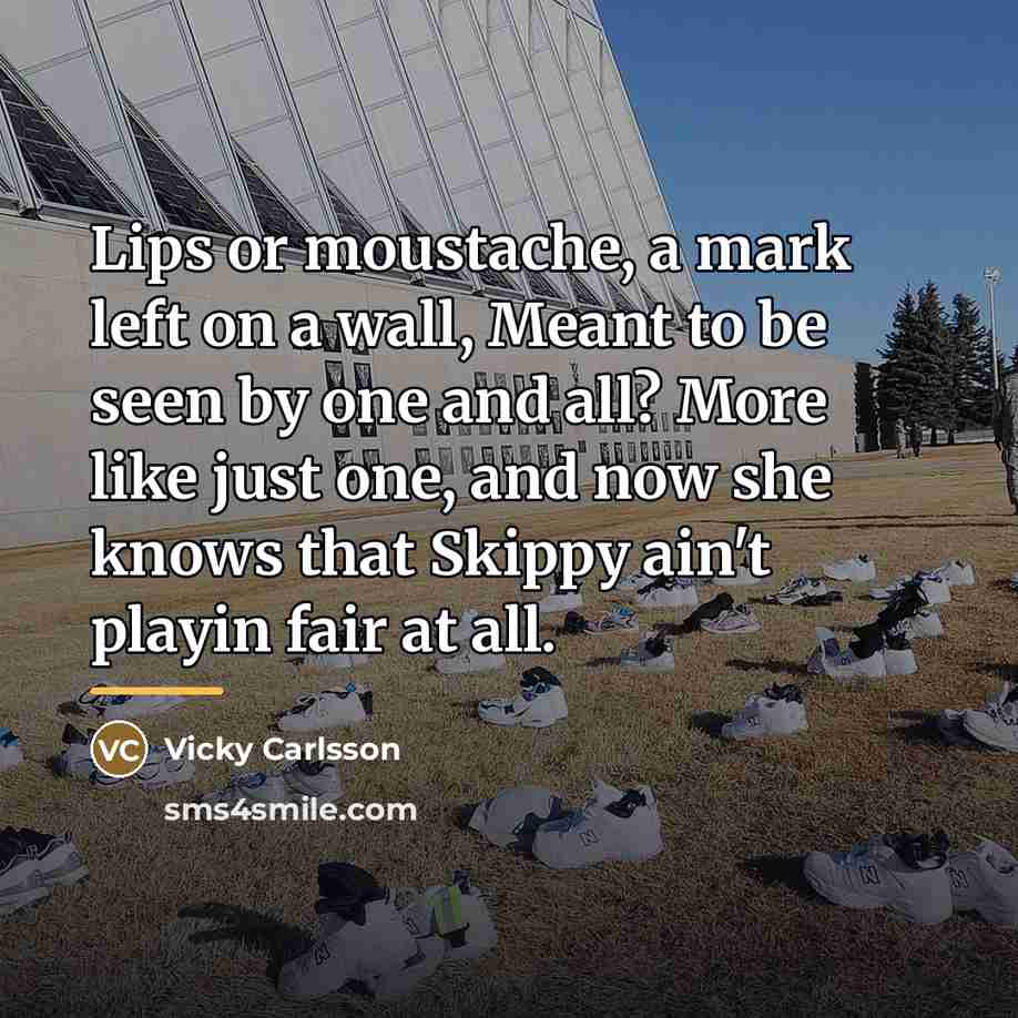 “Lips or moustache, a mark left on a wall, Meant…” quote by Vicky Carlsson