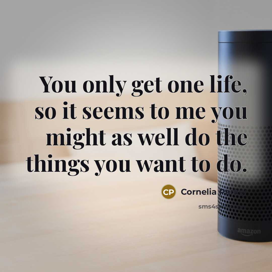 “You only get one life, so it seems to me…” quote by Cornelia Parker