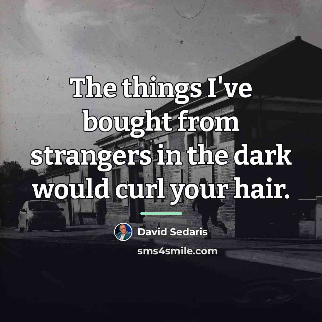 “The things I've bought from strangers in the dark would…” quote by David Sedaris
