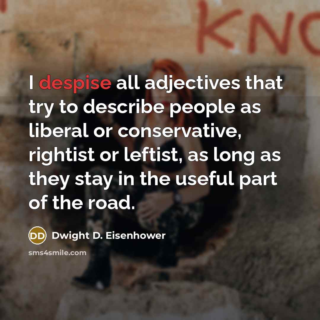 “I despise all adjectives that try to describe people as…” quote by Dwight D. Eisenhower