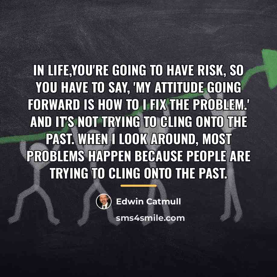 “In life,you're going to have risk, so you have to…” quote by Edwin Catmull