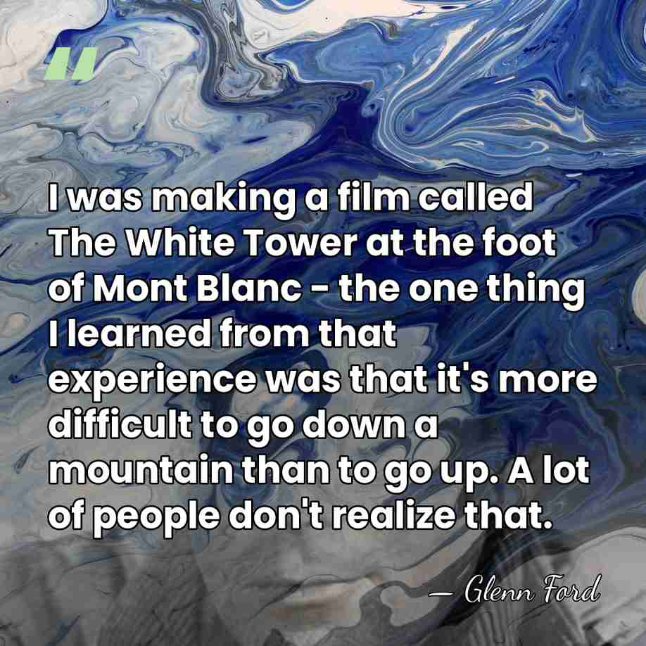 I was making a film called The White Tower at the foot&hellip; - Glenn Ford