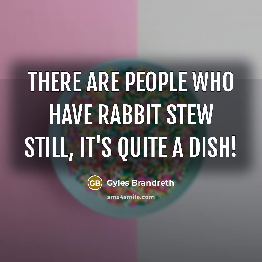 “There are people who have rabbit stew still, it's quite a dish!” quote by Gyles Brandreth