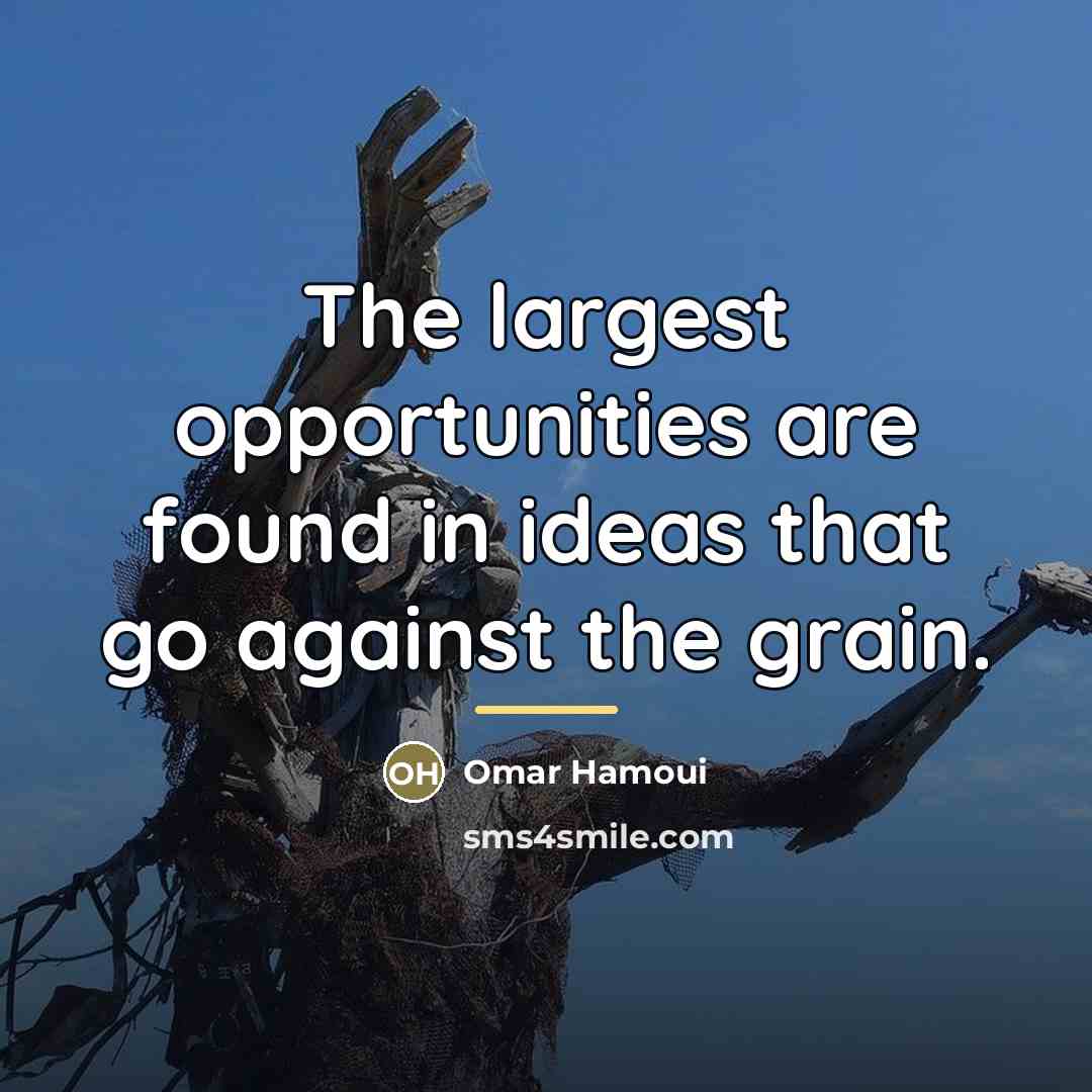 “The largest opportunities are found in ideas that go against…” quote by Omar Hamoui