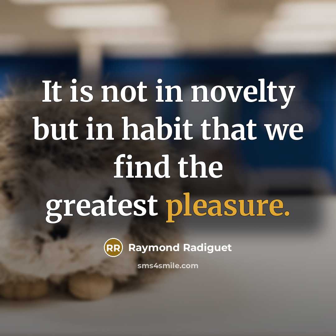 “It is not in novelty but in habit that we…” quote by Raymond Radiguet