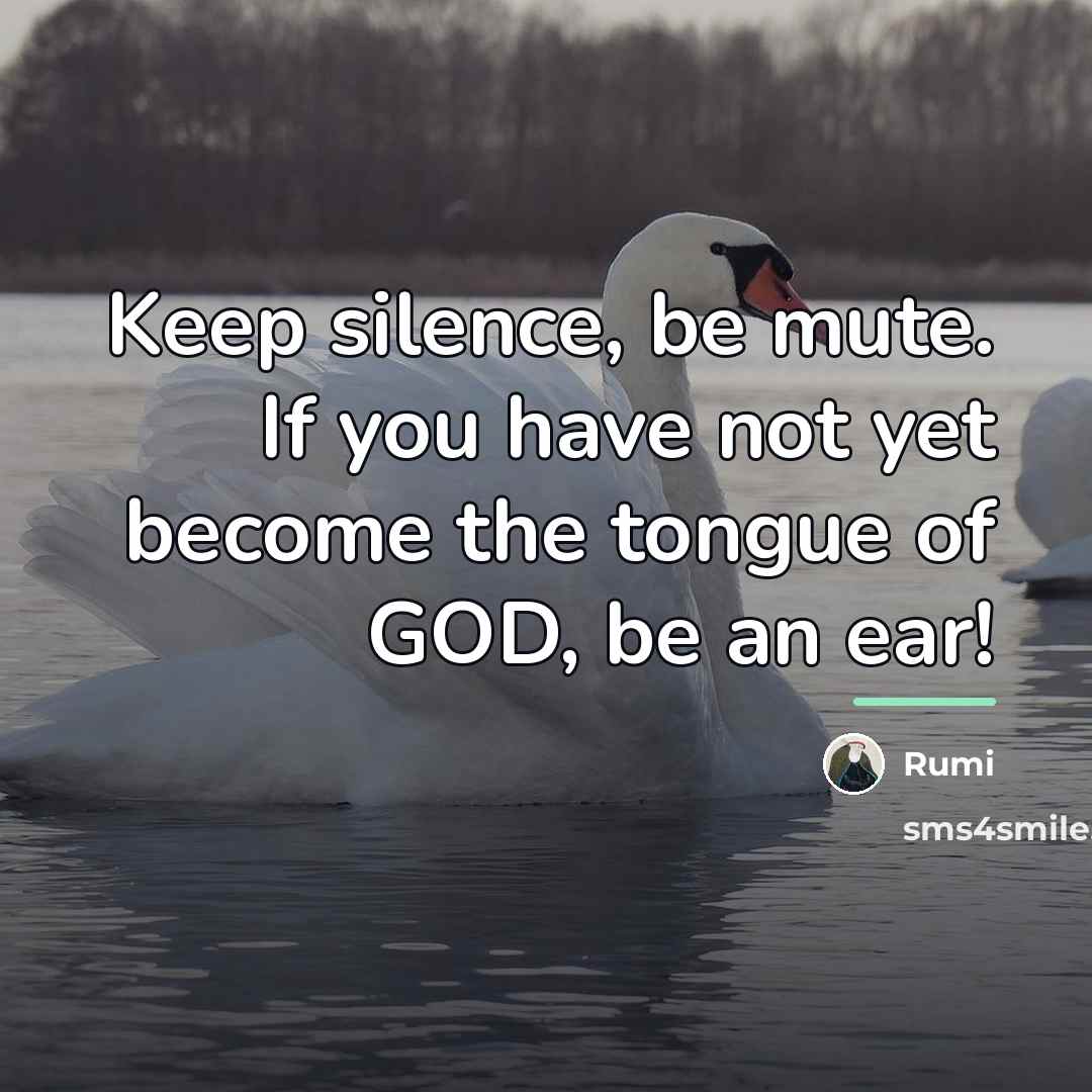 “Keep silence, be mute. If you have not yet become…” quote by Rumi