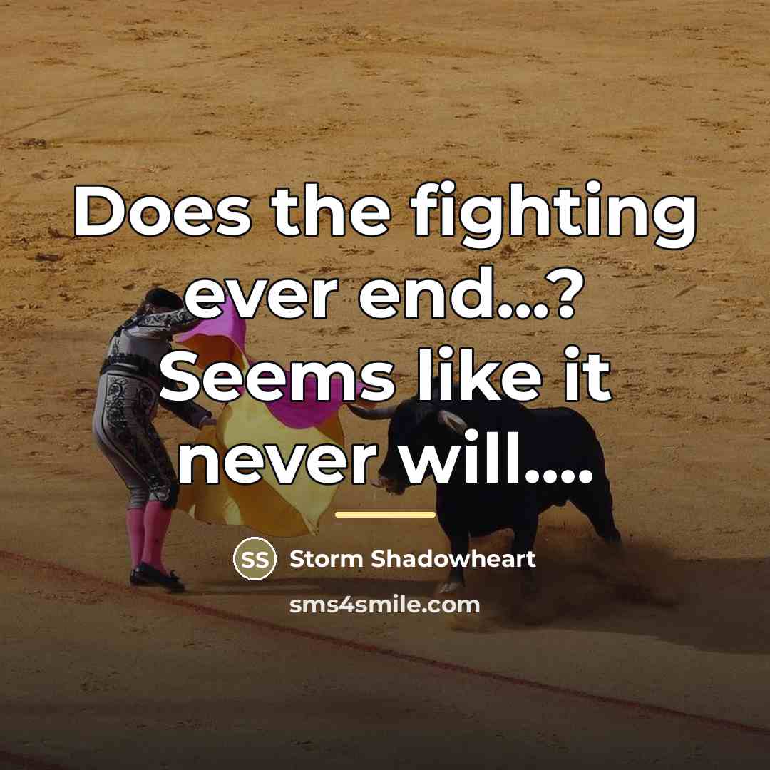 “Does the fighting ever end...? Seems like it never will....…” quote by Storm Shadowheart