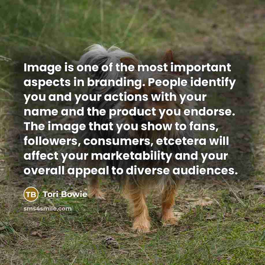 “Image is one of the most important aspects in branding.…” quote by Tori Bowie