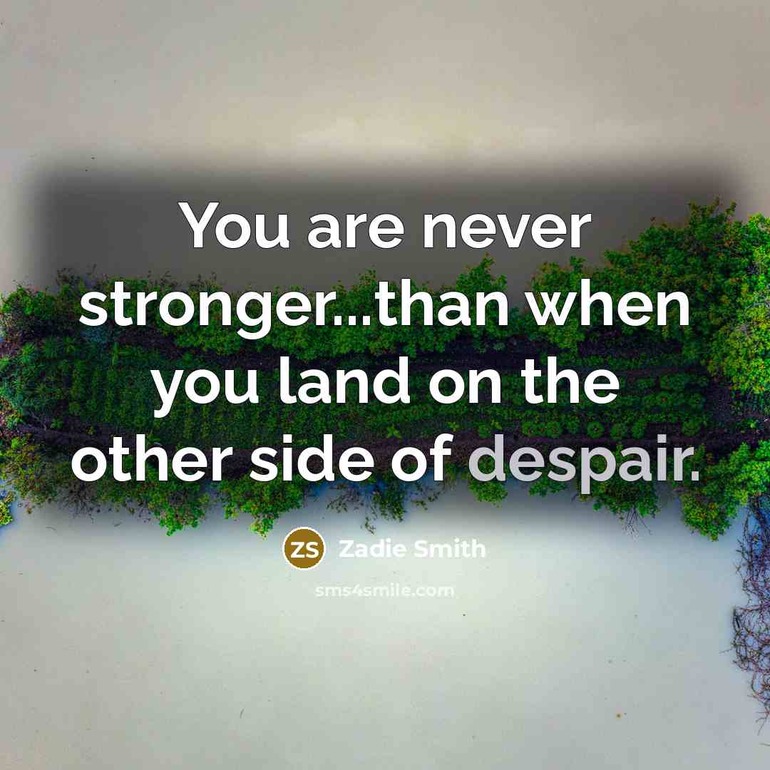 “You are never stronger...than when you land on the other…” quote by Zadie Smith