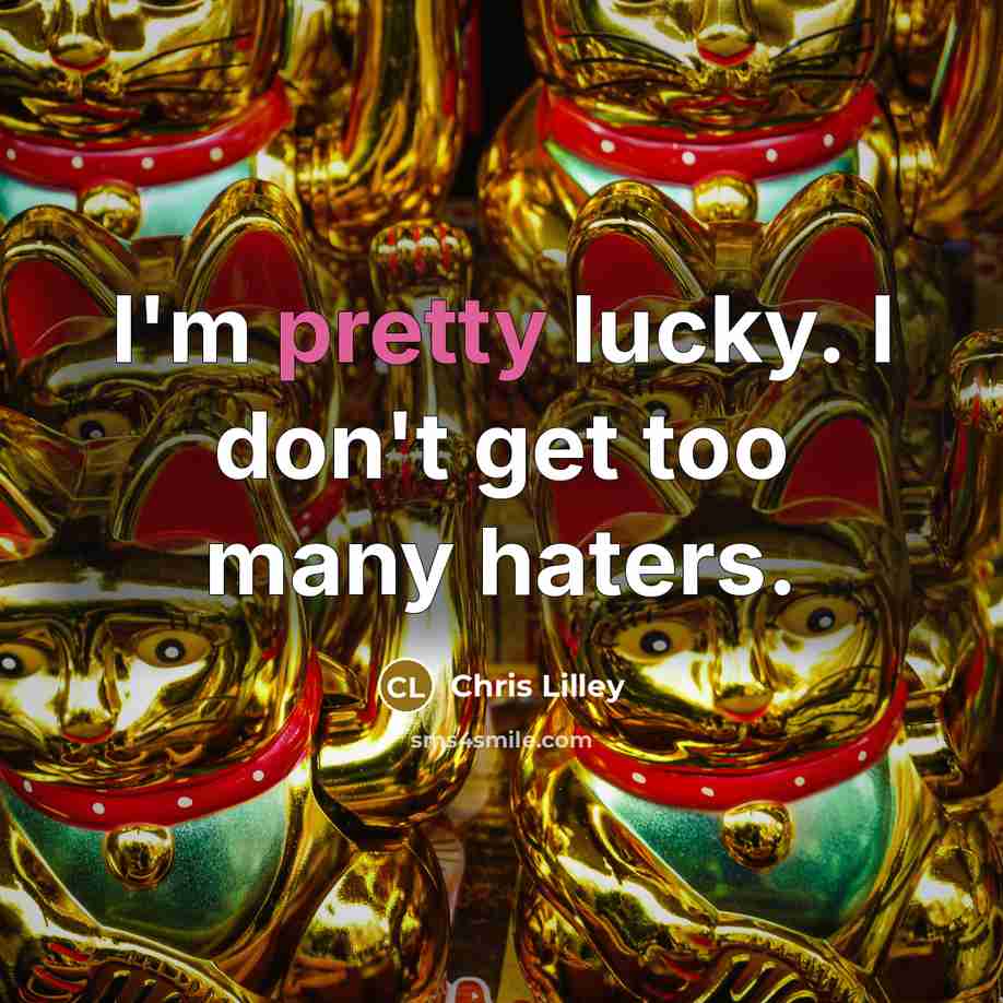“I'm pretty lucky. I don't get too many haters.…” quote by Chris Lilley