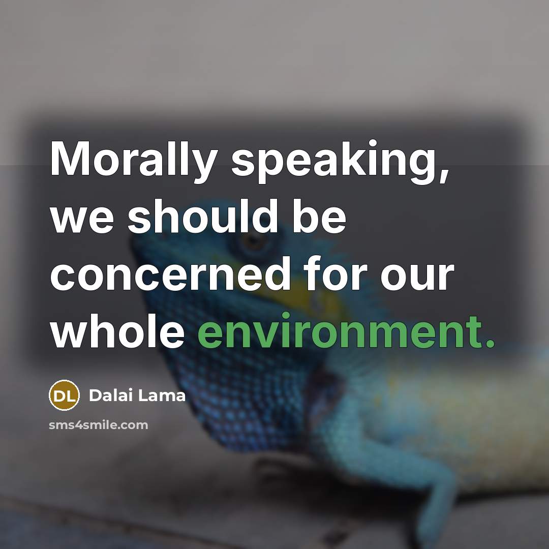 “Morally speaking, we should be concerned for our whole environment.…” quote by Dalai Lama