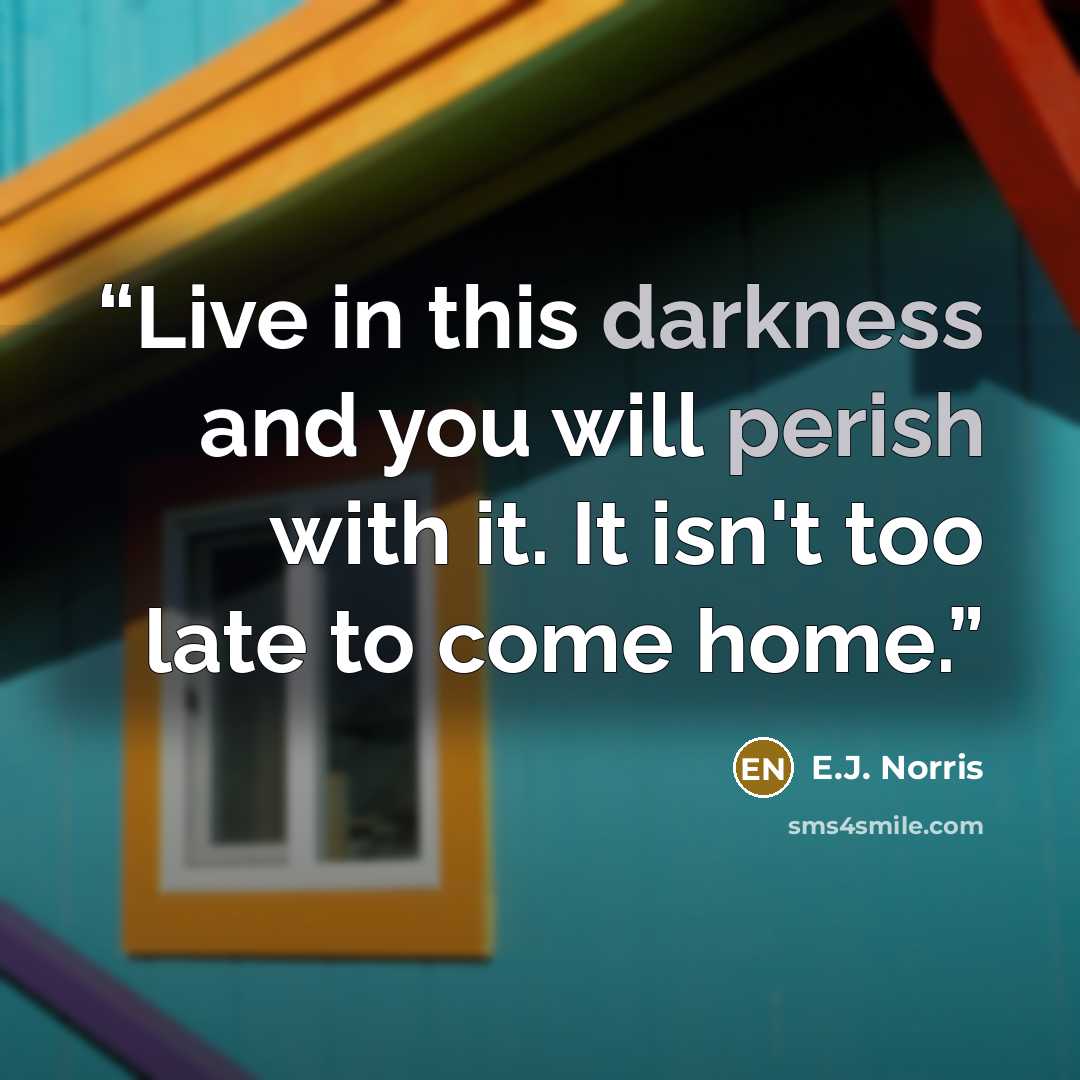 “Live in this darkness and you will perish with it. It isn't too late to come home.” quote by E.J. Norris