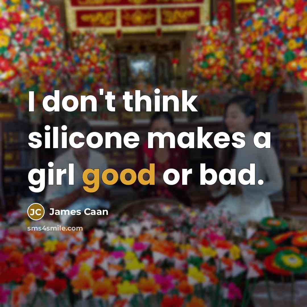 “I don't think silicone makes a girl good or bad.…” quote by James Caan