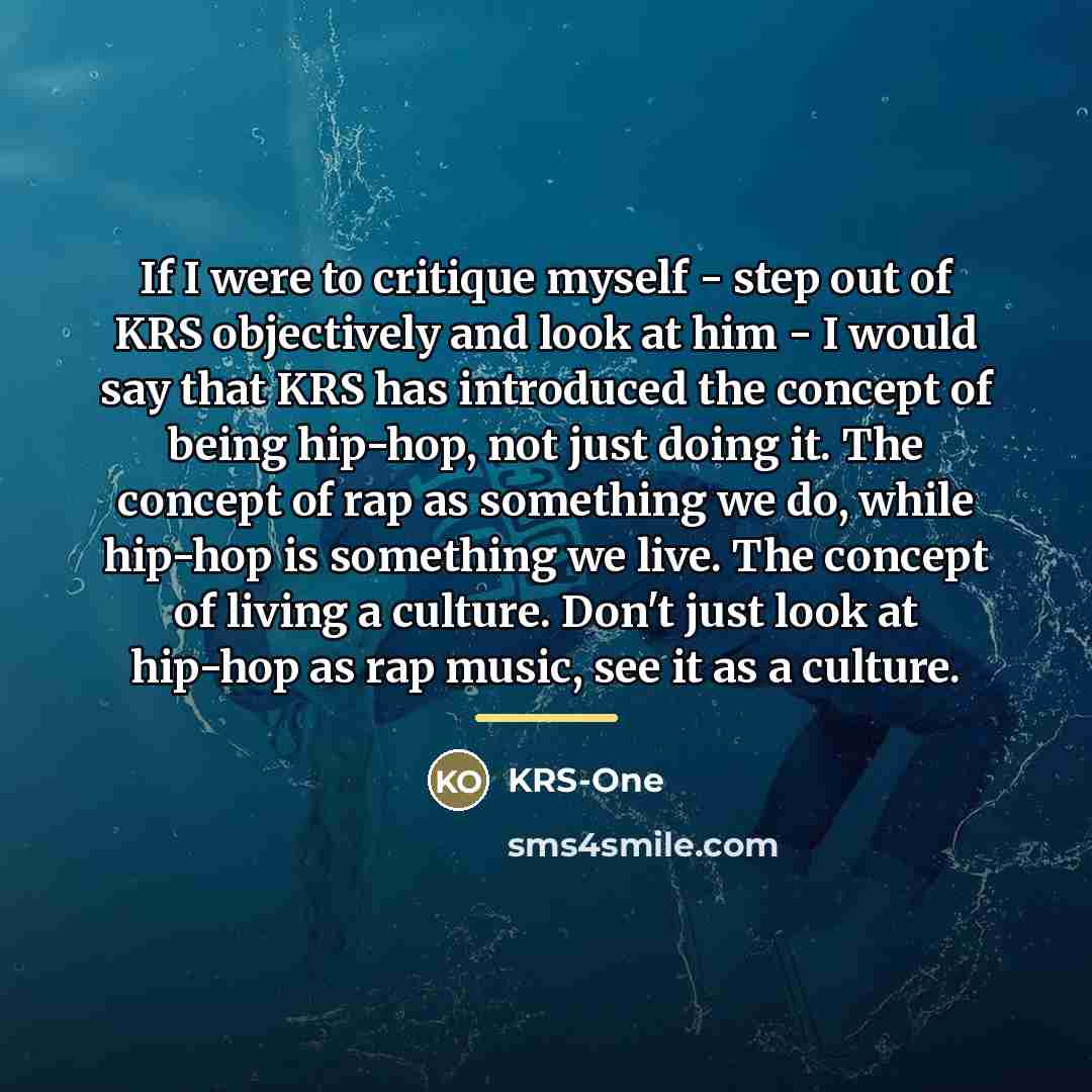 “If I were to critique myself - step out of…” quote by KRS-One