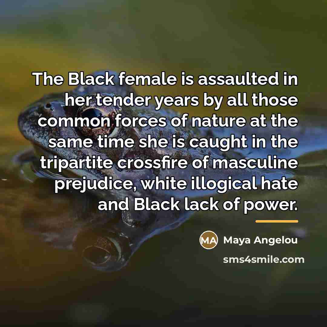 “The Black female is assaulted in her tender years by…” quote by Maya Angelou