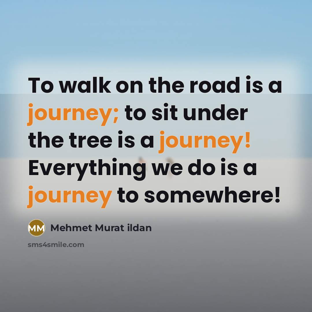 “To walk on the road is a journey; to sit…” quote by Mehmet Murat Ildan