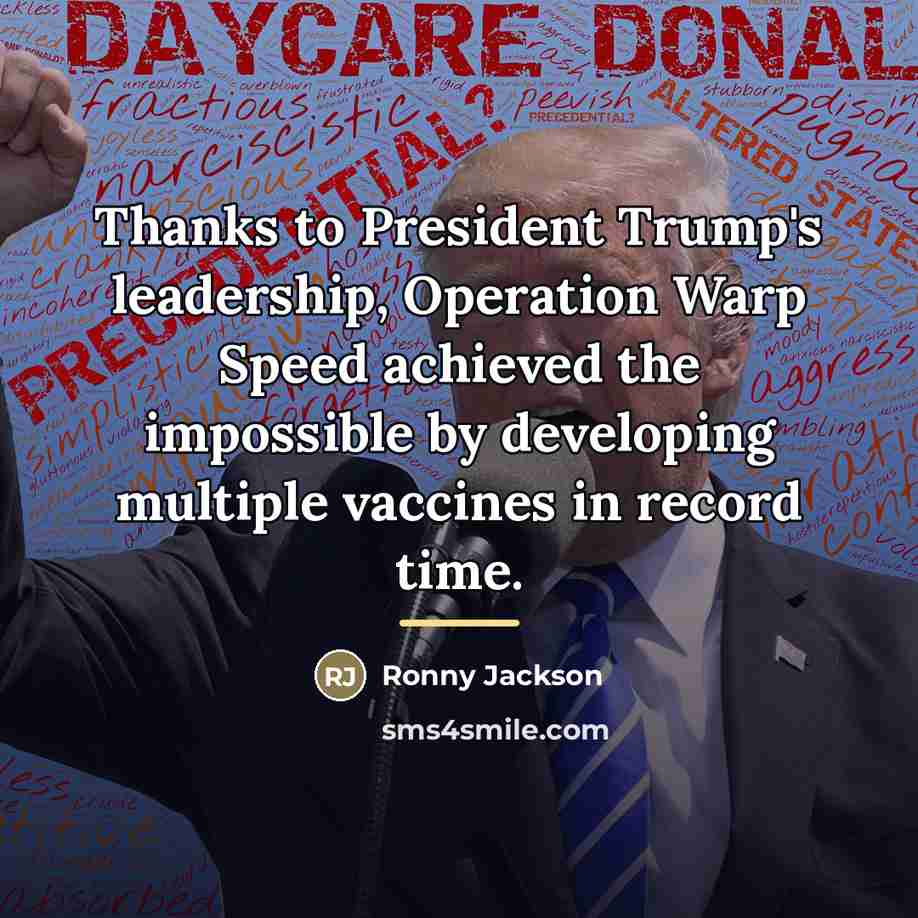 “Thanks to President Trump's leadership, Operation Warp Speed achieved the…” quote by Ronny Jackson