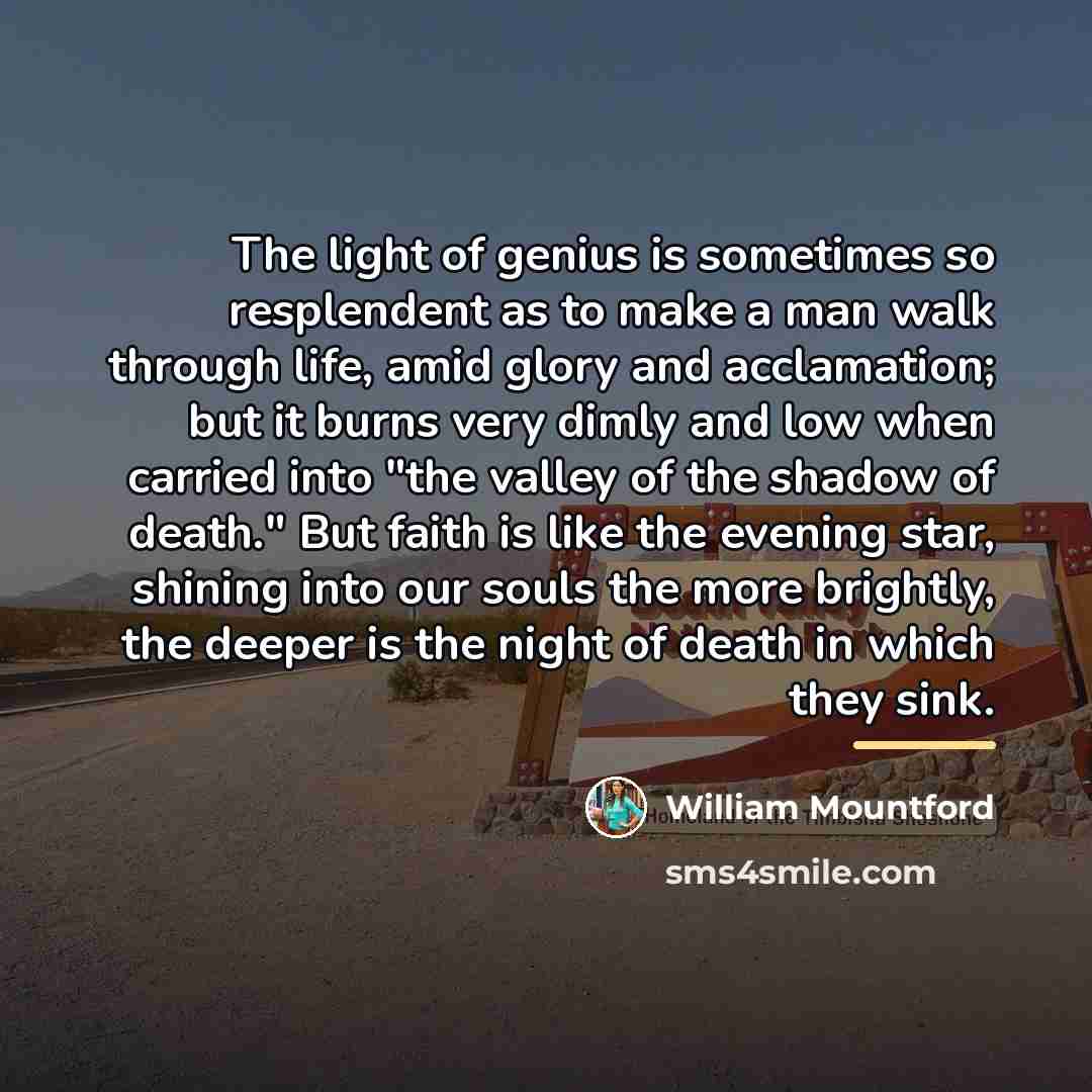 “The light of genius is sometimes so resplendent as to…” quote by William Mountford