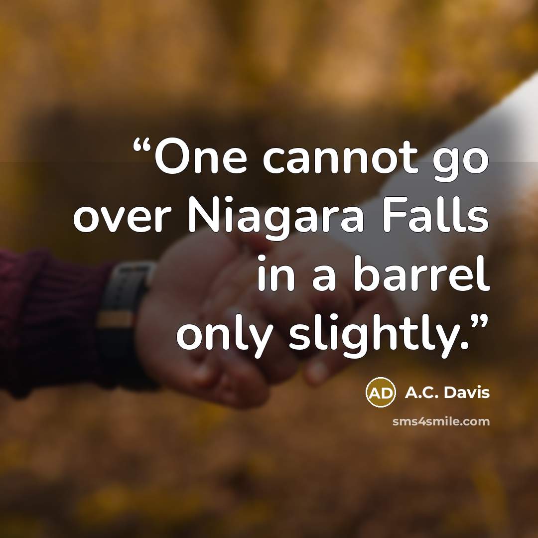 “One cannot go over Niagara Falls in a barrel only slightly.” quote by A.C. Davis