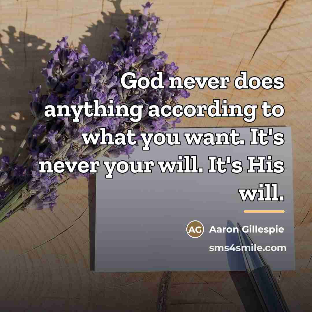 “God never does anything according to what you want. It's…” quote by Aaron Gillespie