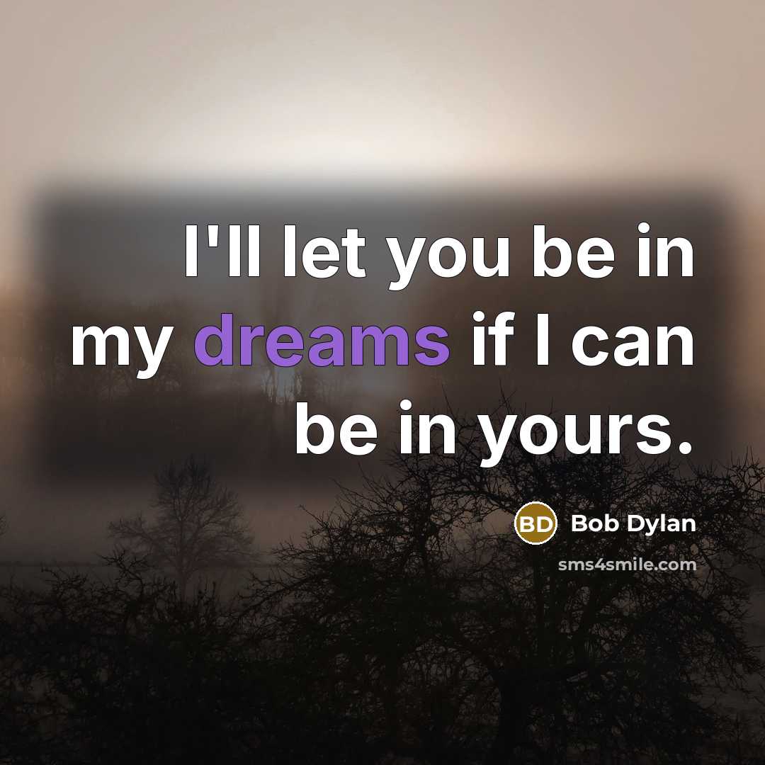 “I'll let you be in my dreams if I can…” quote by Bob Dylan