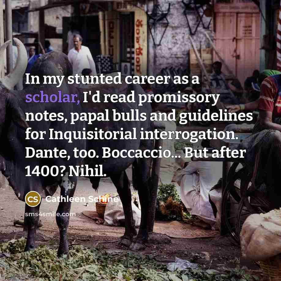 “In my stunted career as a scholar, I'd read promissory…” quote by Cathleen Schine
