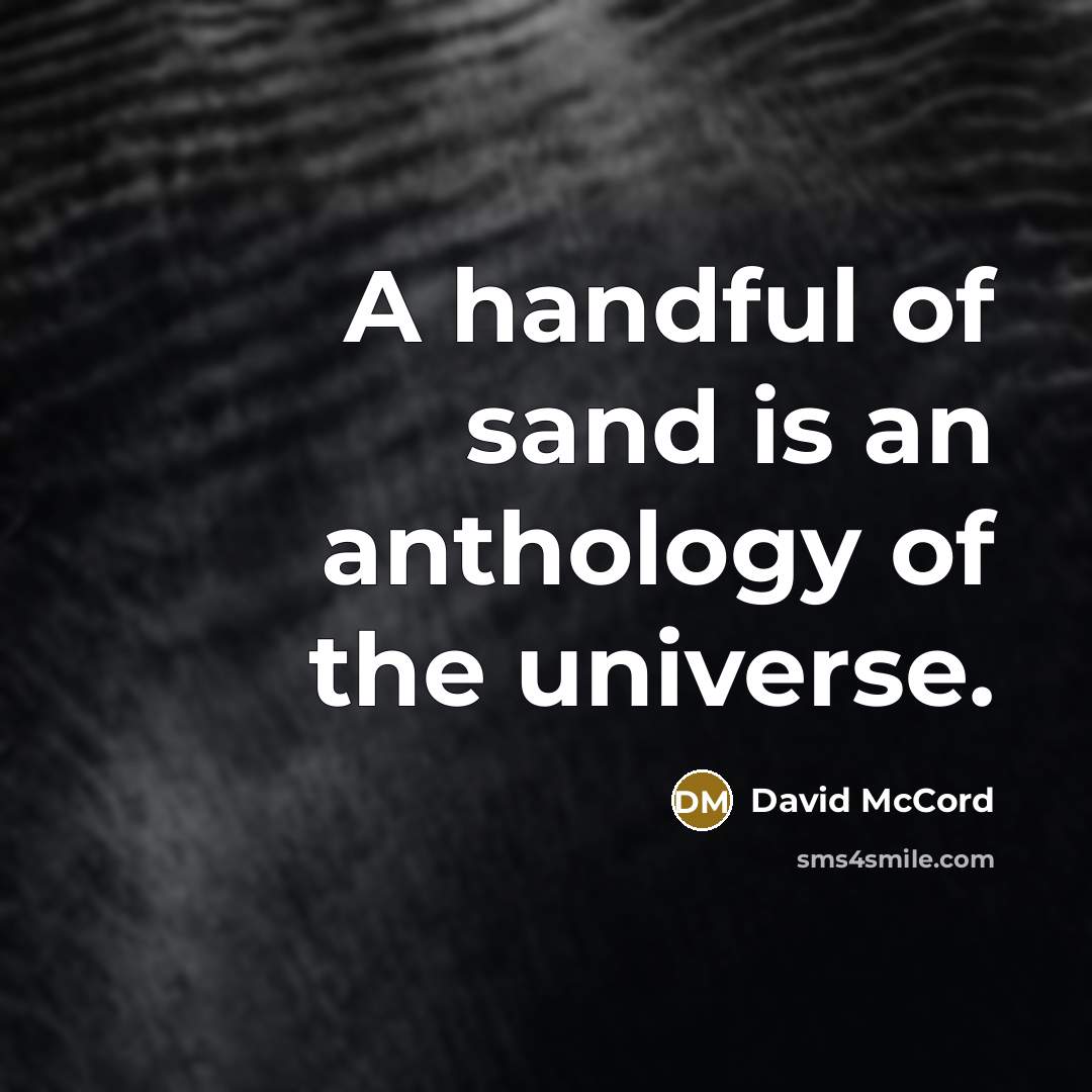 “A handful of sand is an anthology of the universe.…” quote by David McCord
