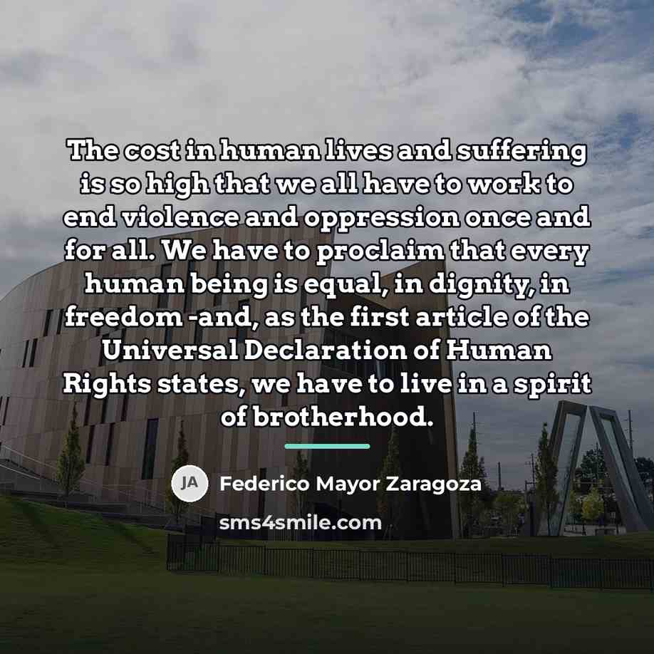 “The cost in human lives and suffering is so high…” quote by Federico Mayor Zaragoza