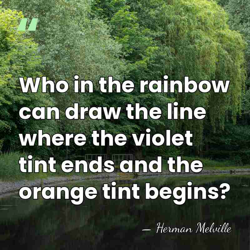 Who in the rainbow can draw the line where the violet tint&hellip; - Herman Melville