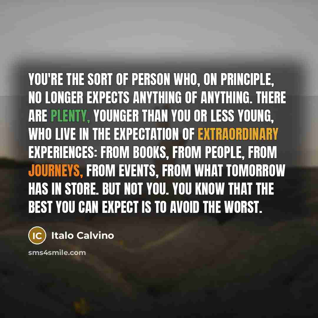 “You're the sort of person who, on principle, no longer…” quote by Italo Calvino