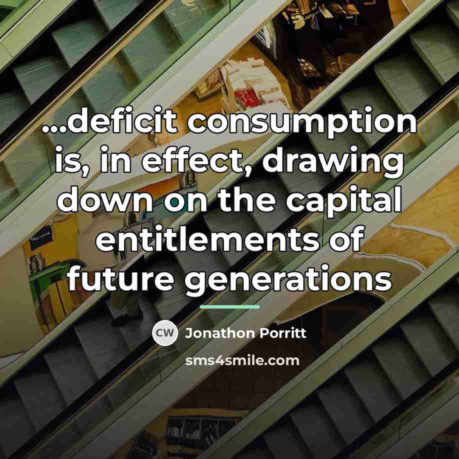“...deficit consumption is, in effect, drawing down on the capital…” quote by Jonathon Porritt