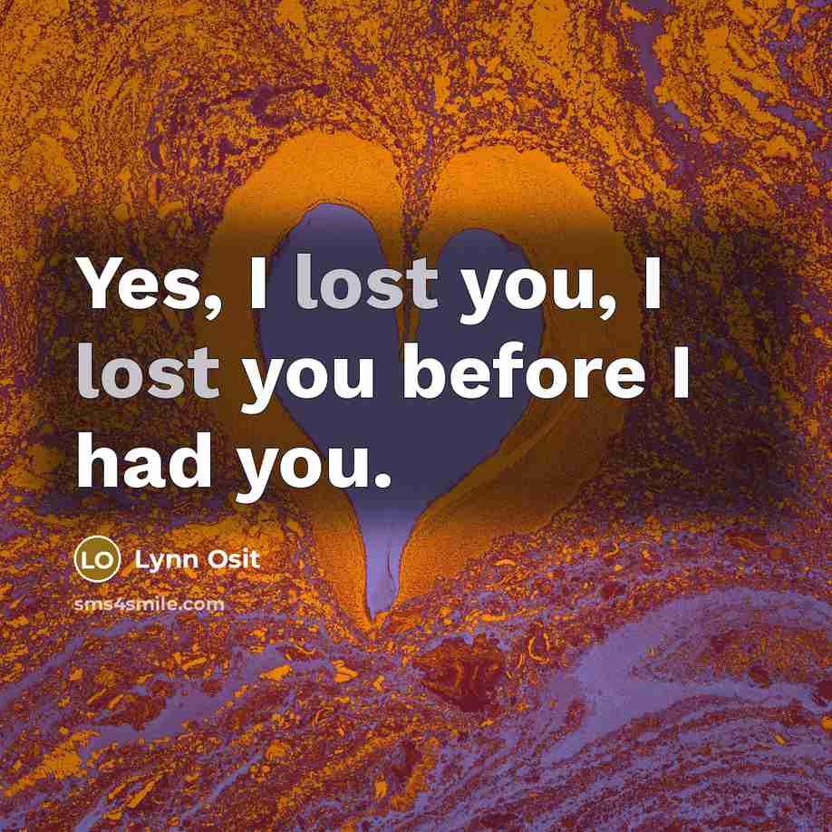 “Yes, I lost you, I lost you before I had you.” quote by Lynn Osit