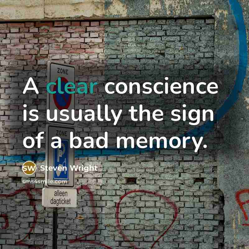 “A clear conscience is usually the sign of a bad memory.” quote by Steven Wright
