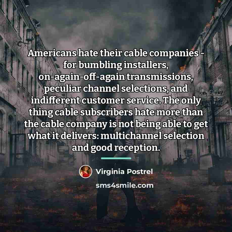 “Americans hate their cable companies - for bumbling installers, on-again-off-again…” quote by Virginia Postrel