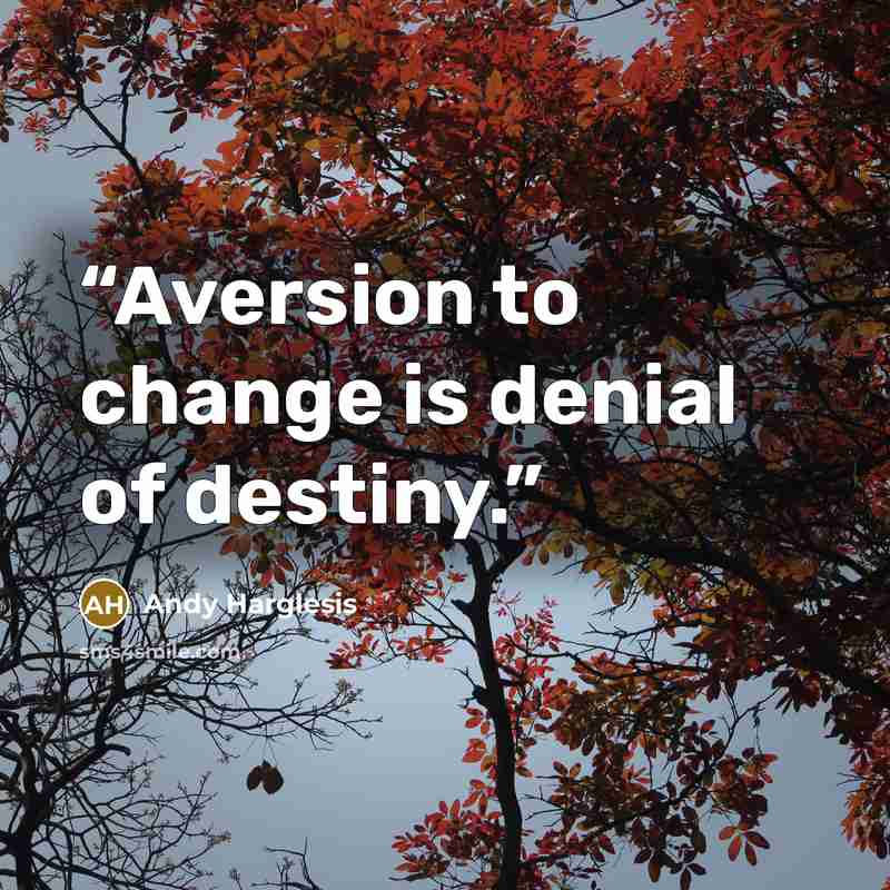 “Aversion to change is denial of destiny.” quote by Andy Harglesis