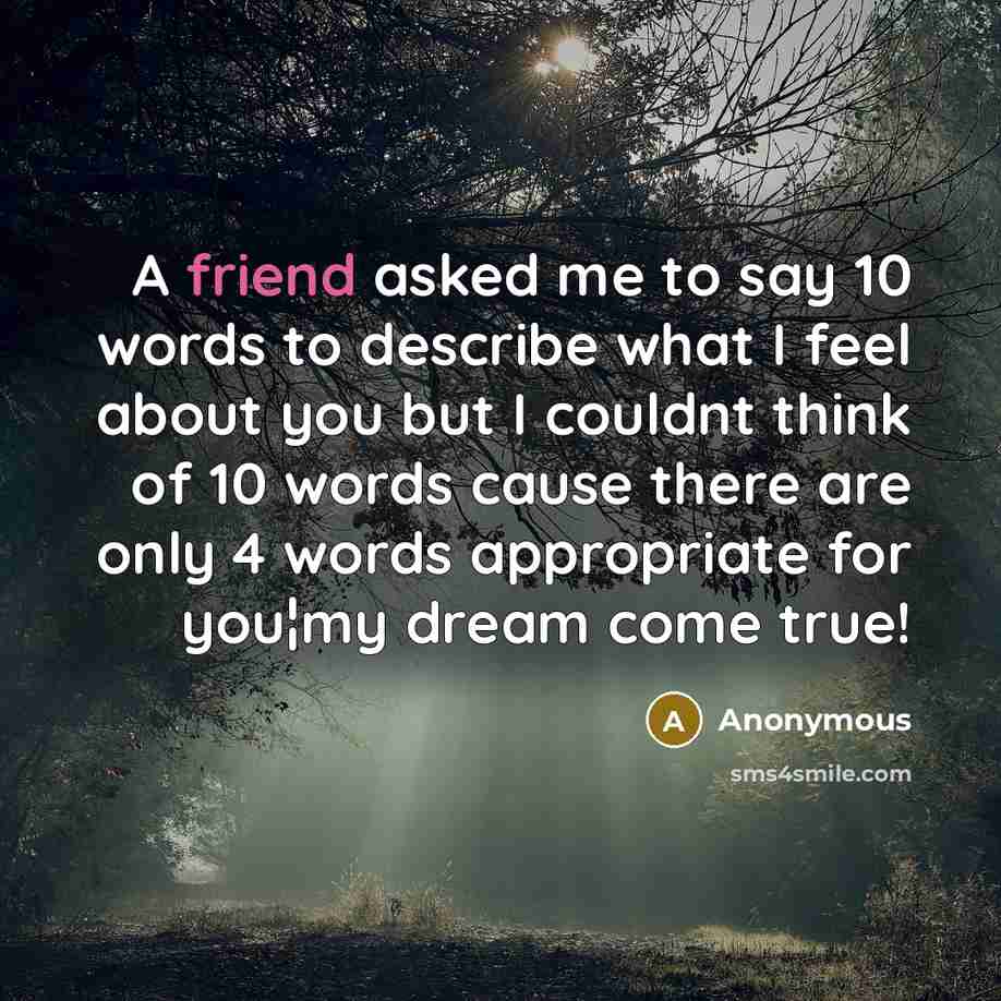 “A friend asked me to say 10 words to describe…” quote by Anonymous