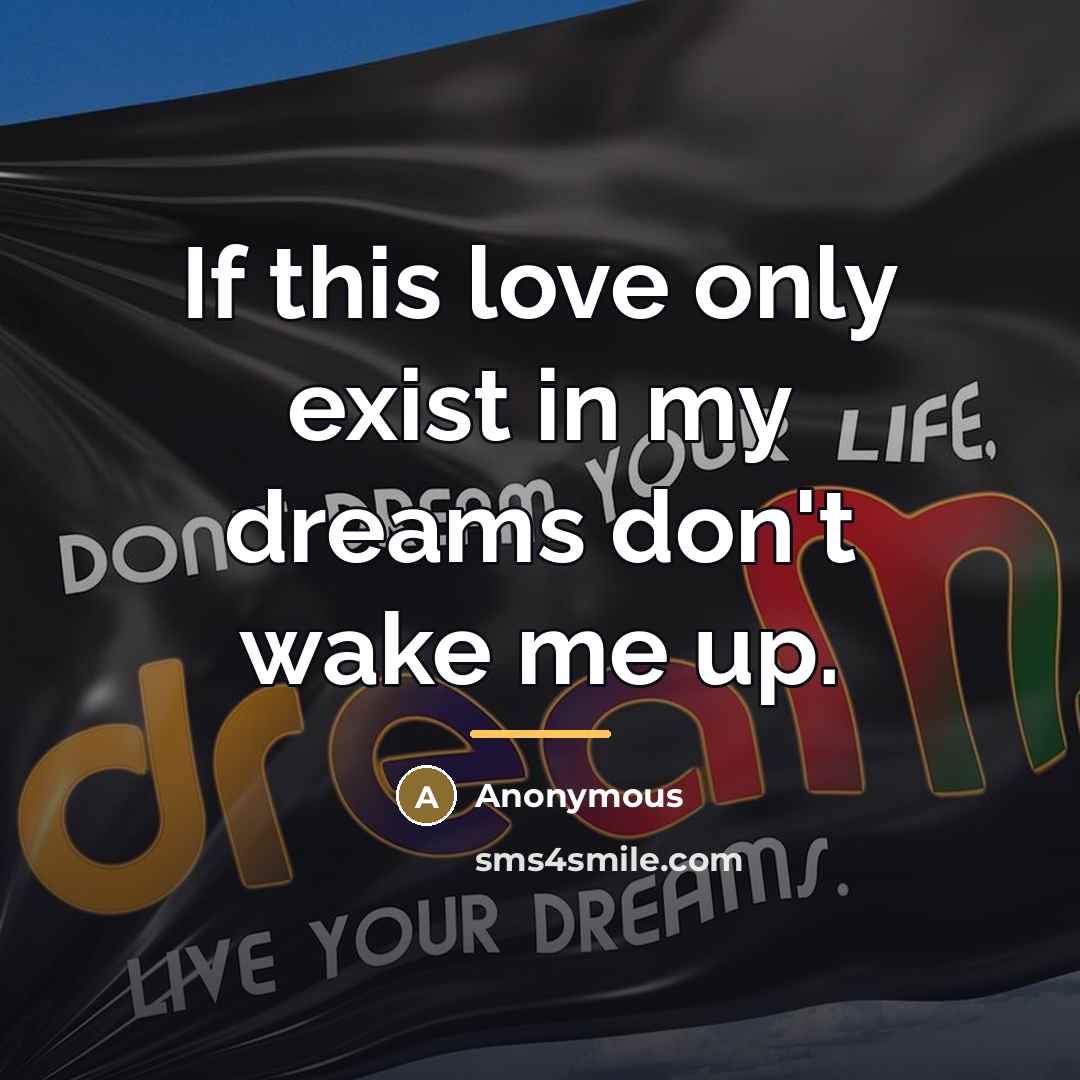 “If this love only exist in my dreams don't wake…” quote by Anonymous