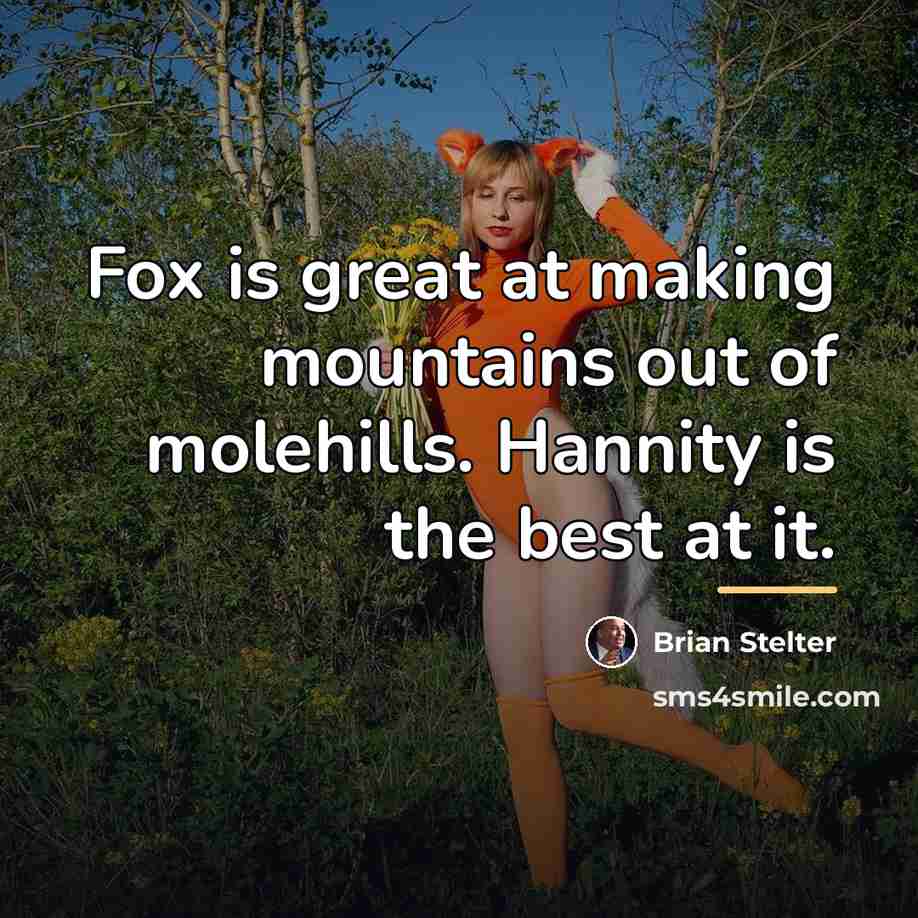 “Fox is great at making mountains out of molehills. Hannity…” quote by Brian Stelter