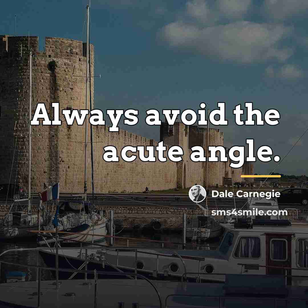 “Always avoid the acute angle.…” quote by Dale Carnegie