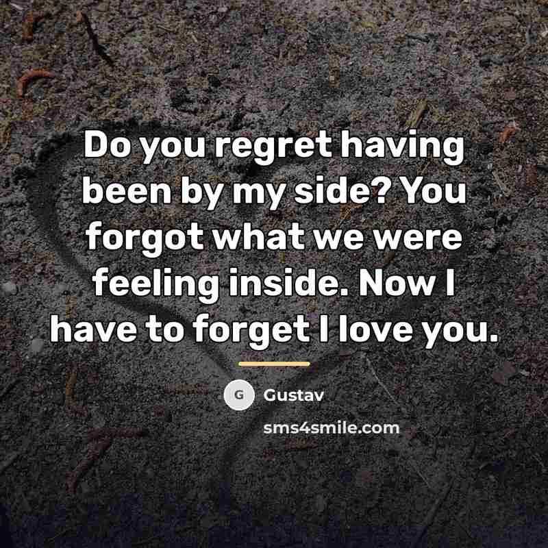 “Do you regret having been by my side? You forgot…” quote by Gustav
