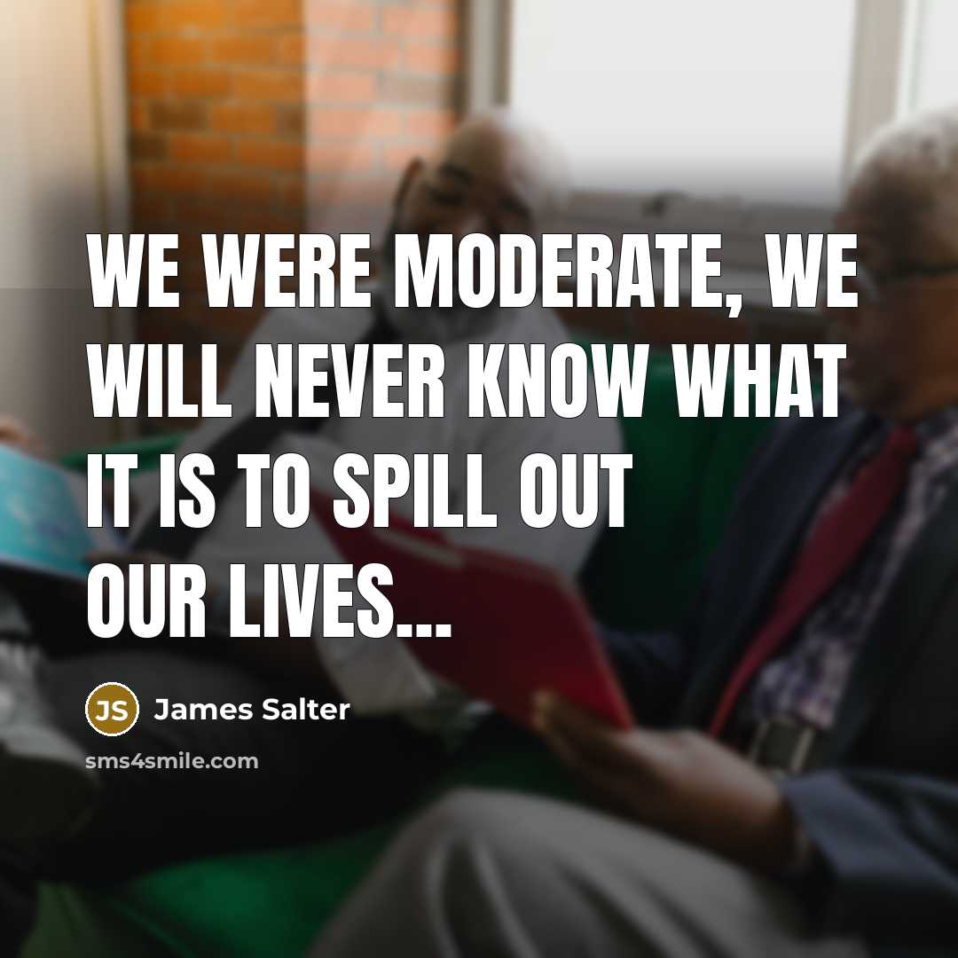 “We were moderate, we will never know what it is to spill out our lives...” quote by James Salter