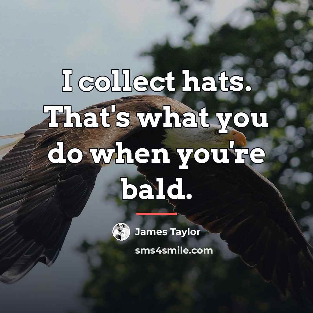 “I collect hats. That's what you do when you're bald.…” quote by James Taylor
