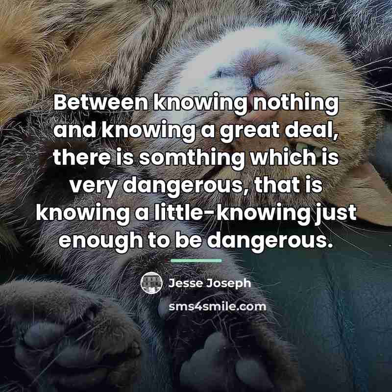 “Between knowing nothing and knowing a great deal, there is…” quote by Jesse Joseph