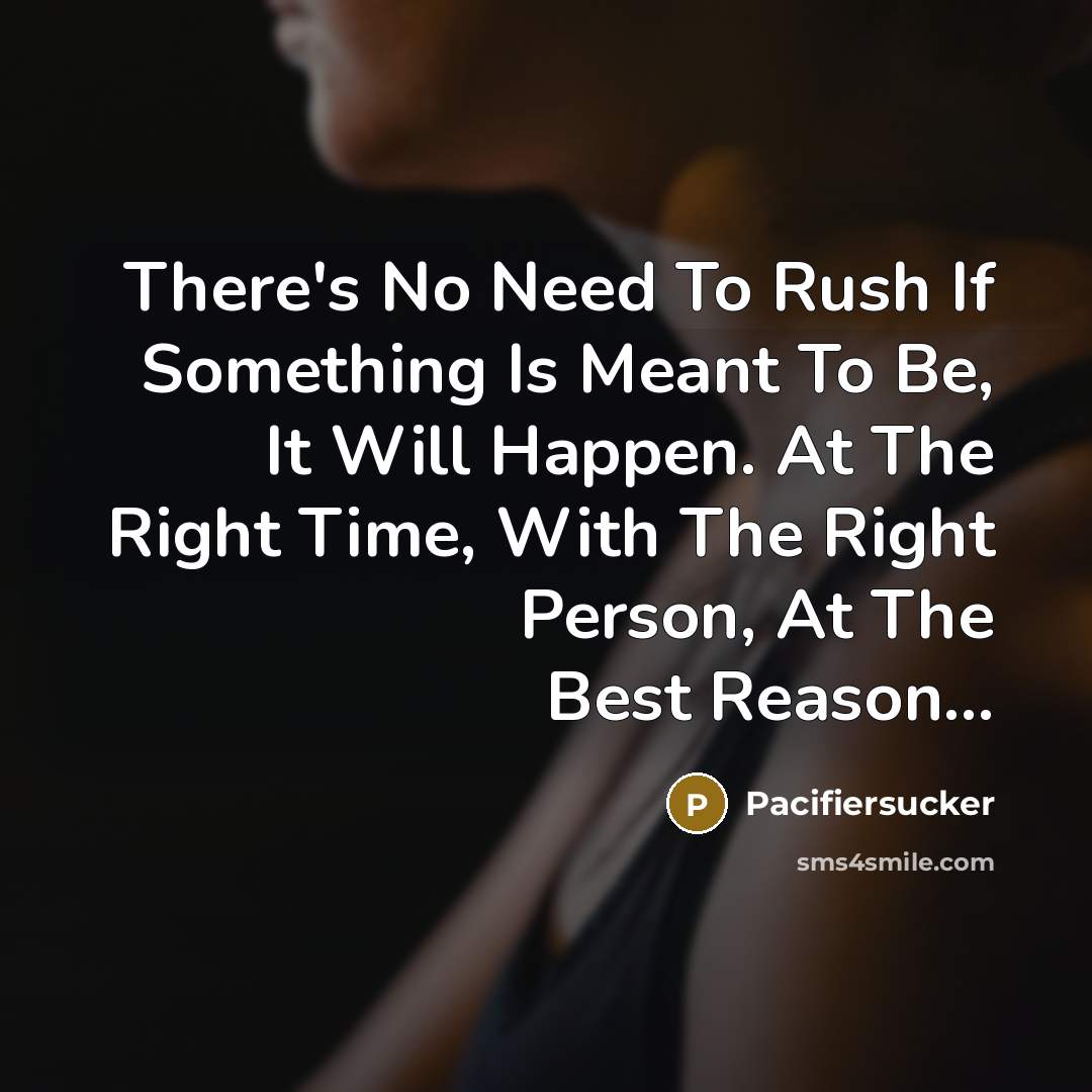 “There's No Need To Rush If Something Is Meant To…” quote by Pacifiersucker