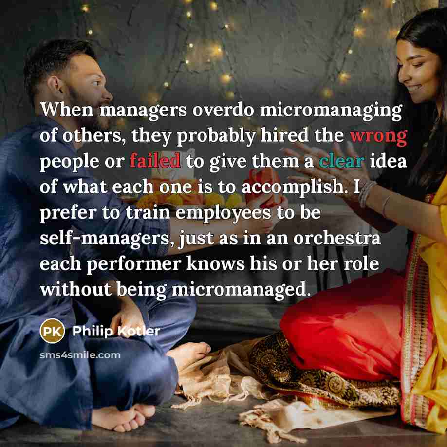 “When managers overdo micromanaging of others, they probably hired the…” quote by Philip Kotler